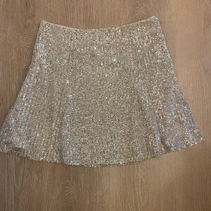 LOFT Gold Sequin Circle Skirt